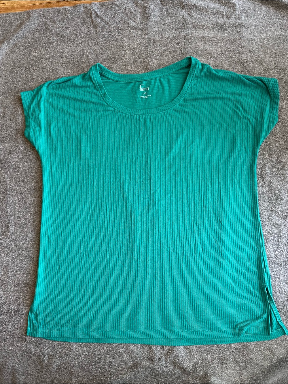 Felina Short-Sleeve Ribbed Crewneck Tee in Teal